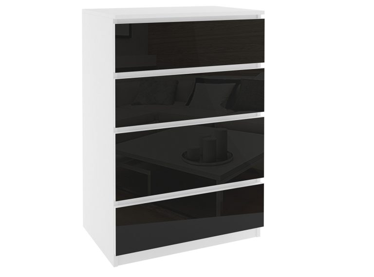 Comodă 43 Belini alb / negru BM KOM1/1/W/W/B/0