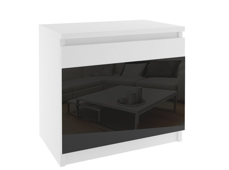 Noptiera Belini alb/negru BM SN1/0/W/W/B/0