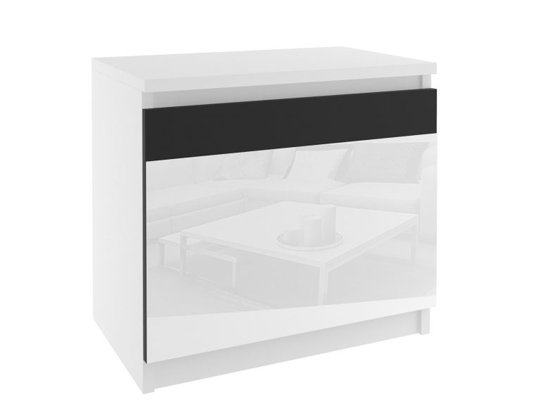 Noptiera Belini alb/negru-lucios alb SI SN1/0/W/B/W/0