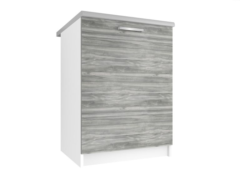 Corp bucatarie Belini inferior 60 cm gri antracit Glamour Wood cu blat TOR SD60/0/WT/GW/0/E