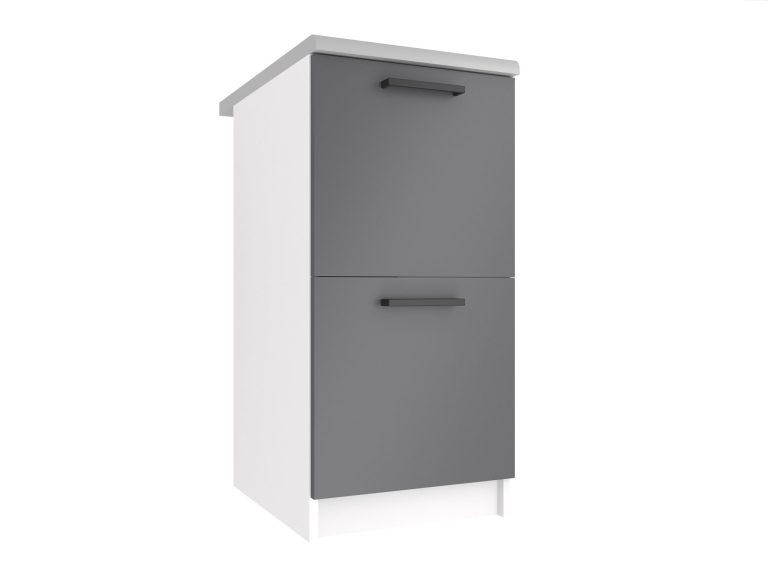 Dulap de bucatarie Belini jos 40 cm mat gri fara blat TOR SD2-40/0/WT/SR/BB/B1