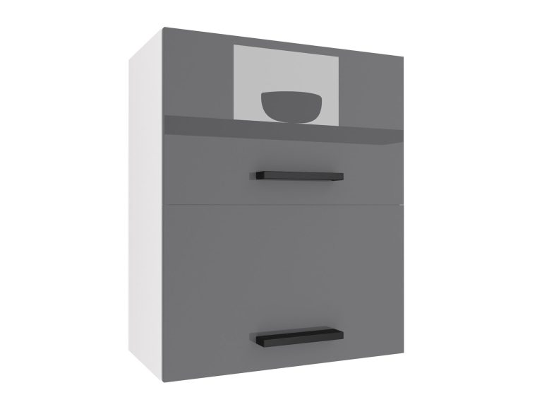 Corp de bucătărie Belini superior 60 cm negru lucios / gri lucios INF SGP2-60/1/WT/S/0/B1