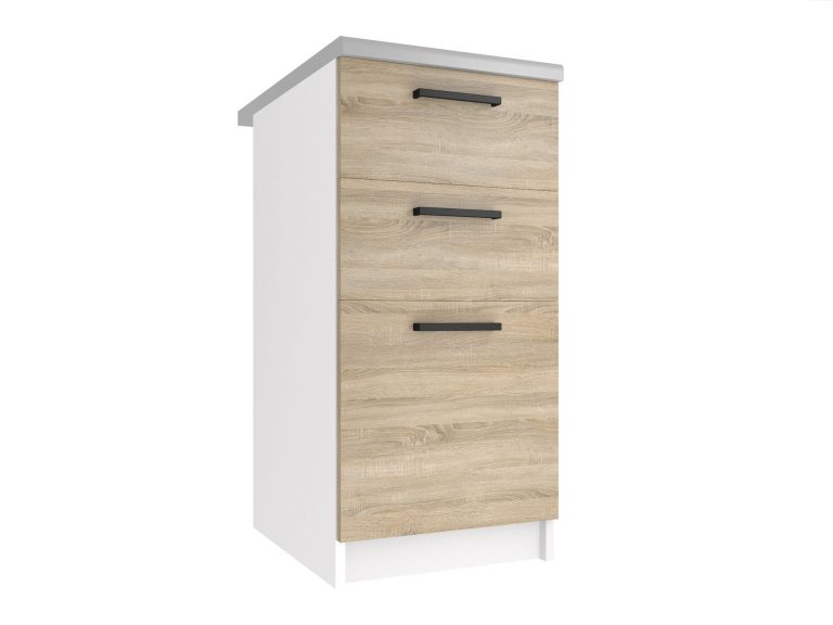 Corp  de bucatarie inferior Belini cu sertare 40 cm stejar sonoma cu blat TOR SDSZ40/1/WT/DS/0/B1