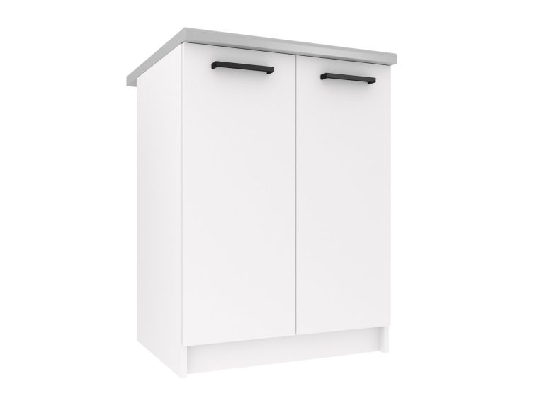 Corp de bucatarie inferior Belini 60 cm alb mat cu blat TOR SD2-60/0/WT/WT/0/B1