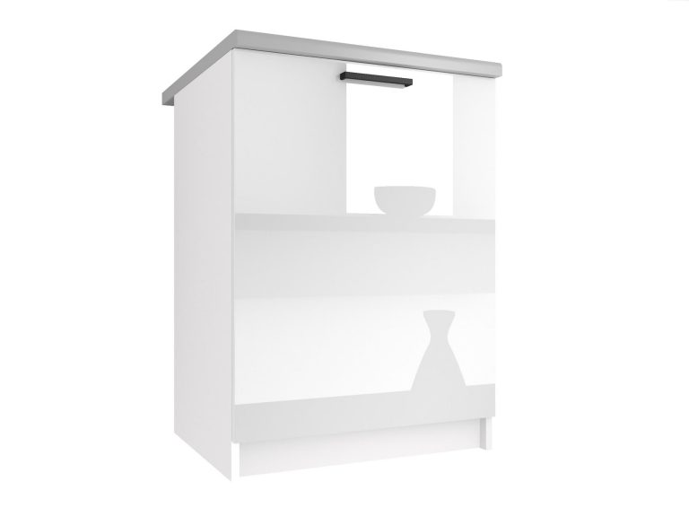 Dulap de bucătărie Belini inferior 60 cm alb lucios cu blat INF SD60/0/WT/W/0/B1/