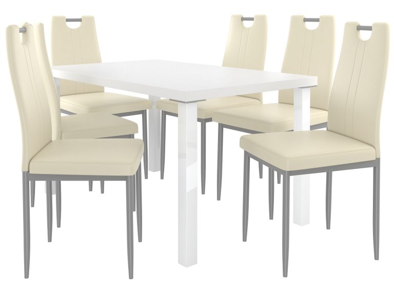 Set de sufragerie 1 + 6 Belini alb/crem Roberto ROB/0/ZES/W/6KR