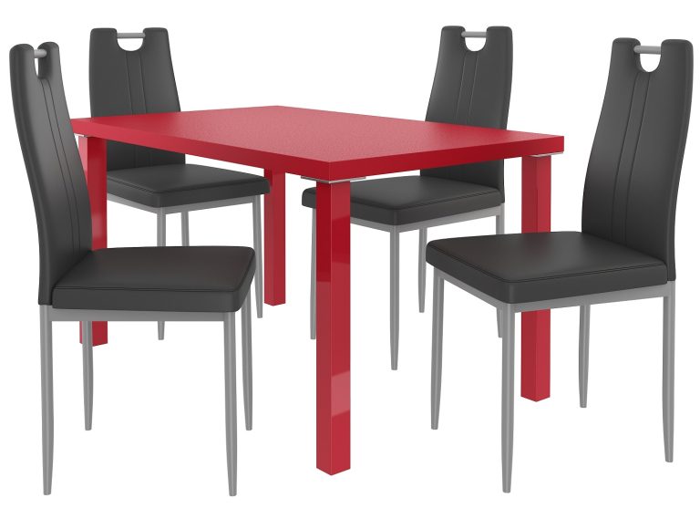 Set de sufragerie 1 + 4 Belini roșu/negru Moderno ROB/0/ZES/R/4B