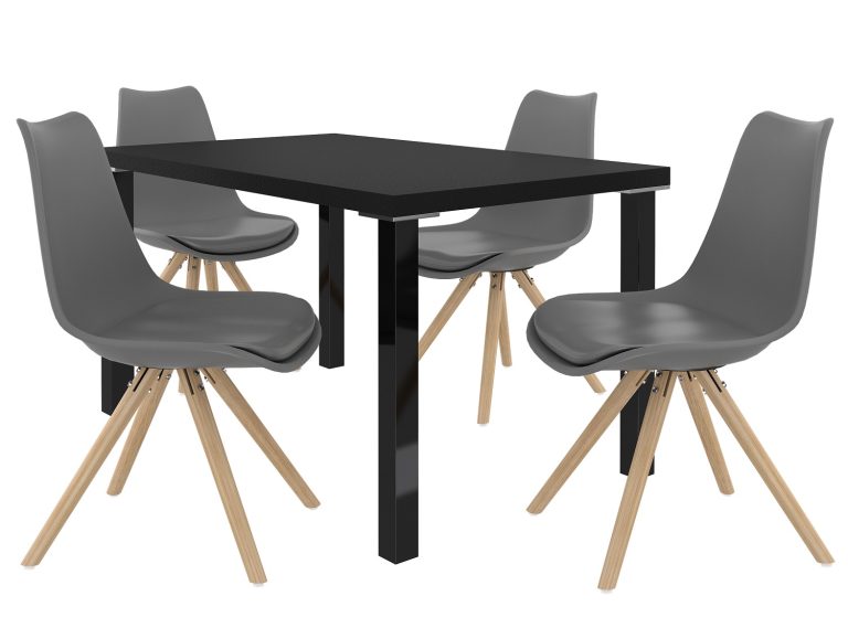 Set de sufragerie 1 + 4 Belini negru / frasin Amareto AMA/0/ZES/B/4G