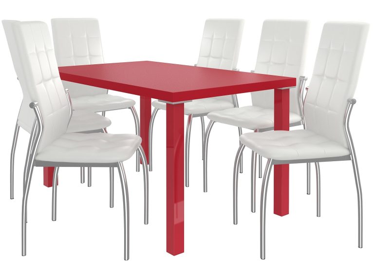 Set de sufragerie 1 + 6 Belini roșu/alb Loreno LOR/0/ZES/R/6W