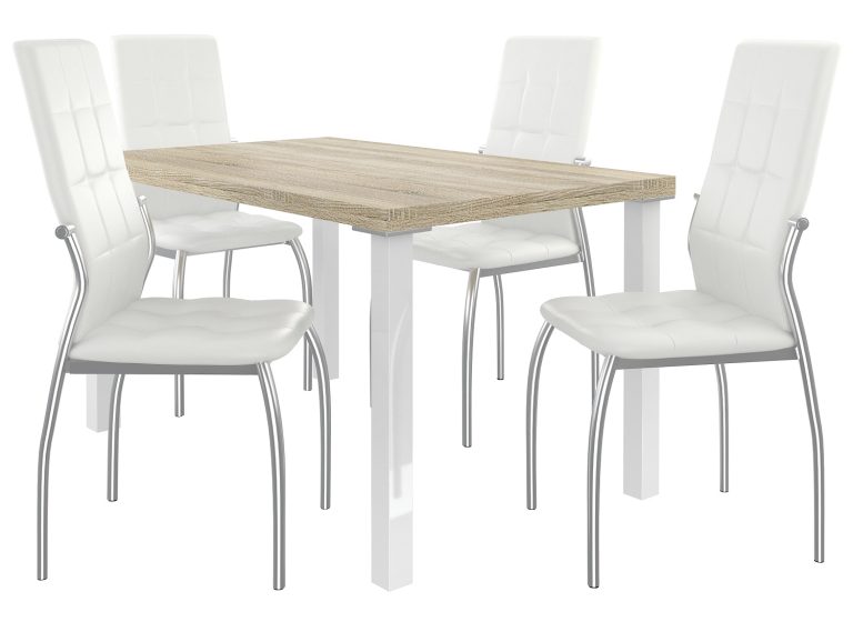 Set de sufragerie 1 + 4 Belini sonoma stejar / alb loreno LOR/0/ZES/DS/4W