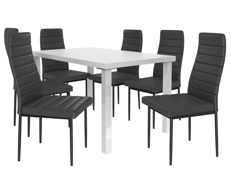 Set de sufragerie 1 + 6 Belini alb/negru Moderno MOD/0/ZES/W/6B