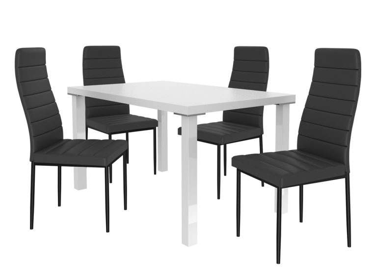 Set de sufragerie 1 + 4 Belini alb/negru Moderno MOD/0/ZES/W/4B