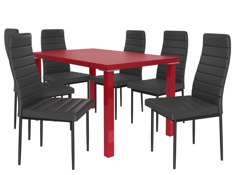 Set de sufragerie 1 + 6 Belini roșu/negru Moderno MOD/0/ZES/R/6B