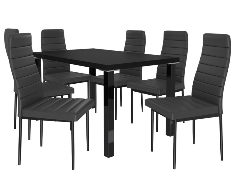 Set de sufragerie 1 + 6 Belini negru / negru Moderno MOD/0/ZES/B/6B