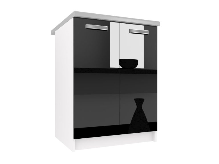 Corp de bucătărie Belini inferior 60 cm negru lucios cu blat INF SD2-60/0/WT/B/0/F

