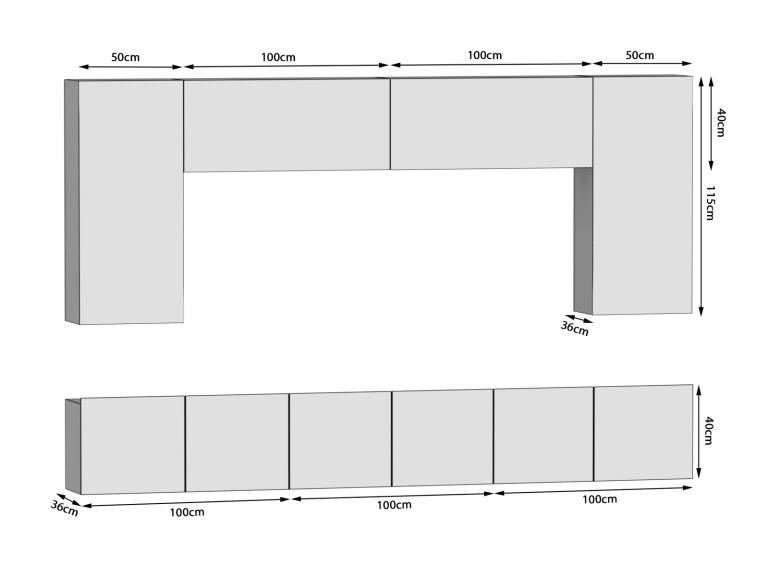 Mobila sufragerie TV/RTV de 300 cm, stejar Sonoma, producător IMP PRIMO 2/5/W/DS/0/0