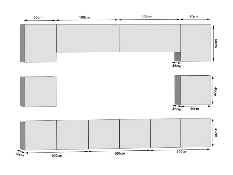 Mobila sufragerie TV/RTV de 300 cm, gri antracit grafit, producător IMP PRIMO 3/5/W/GW1/0/0