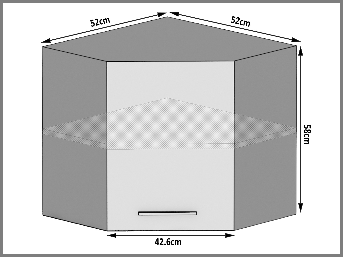 Corp de bucătărie superior colt Belini 60 cm gri mat TOR SGN60/1/WT/SR/0/B1