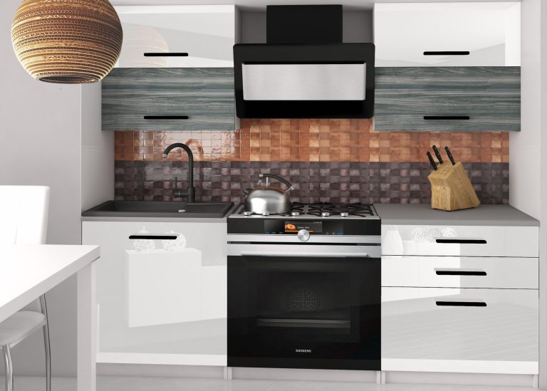 Mobila de bucatarie 120 alb lucios / gri antracit Glamour Wood fara blat INF ELEGANTA2/2/WT/WGW1W/BB/B1