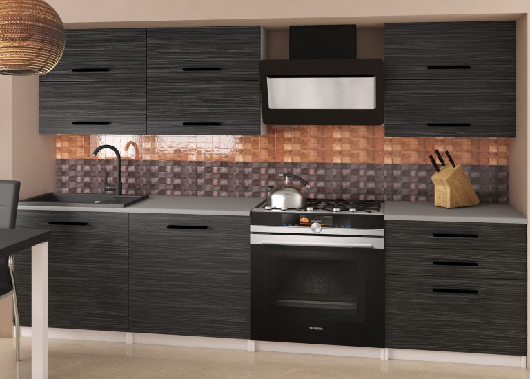 Mobila de bucatarie Belini 180 cm abanos regal cu blat TOR PRIMERA2/2/WT/HK/0/B1 