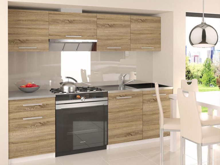 Mobila de bucatarie Belini 180 cm stejar sonoma cu blat TOR SUPERUNIQA3/4/WT/DS/0/E 