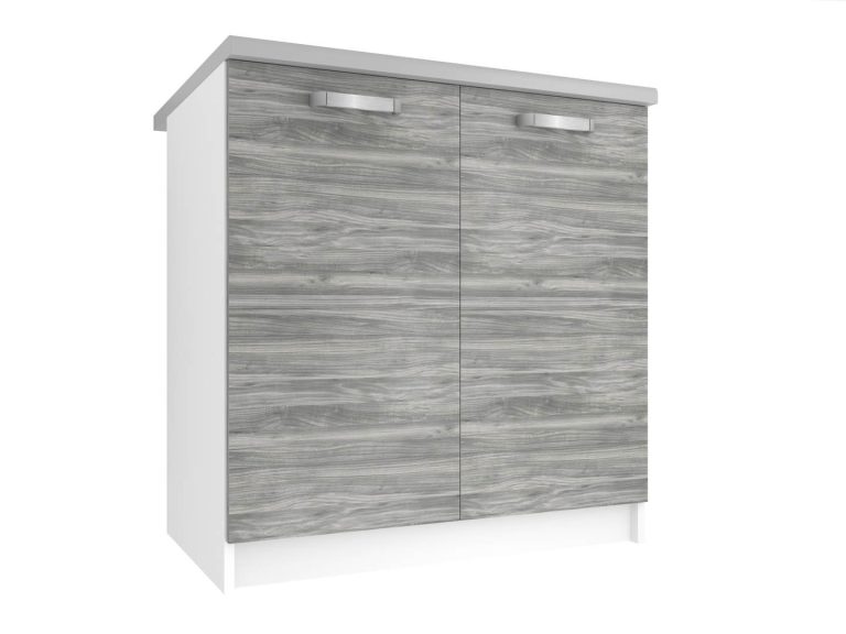 Corp bucătărie Belini inferior 80 cm gri antracit Glamour Wood cu blat TOR SD80/0/WT/GW/0/U
