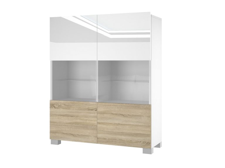 Comodă Belini alb lucios / stejar sonoma IMP KOM1/3/W/WDS/0/0
