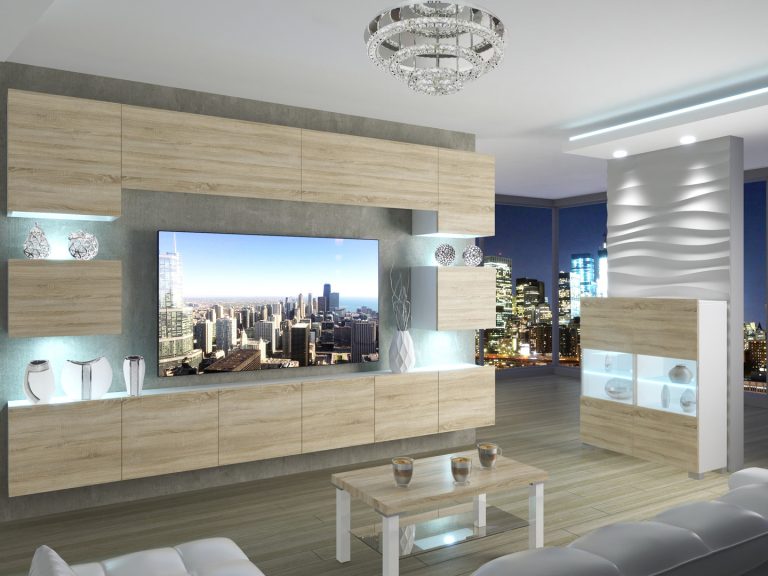 Mobila sufragerie TV/RTV de 300 cm, stejar Sonoma, producător IMP PRIMO 3/5/W/DS/0/0