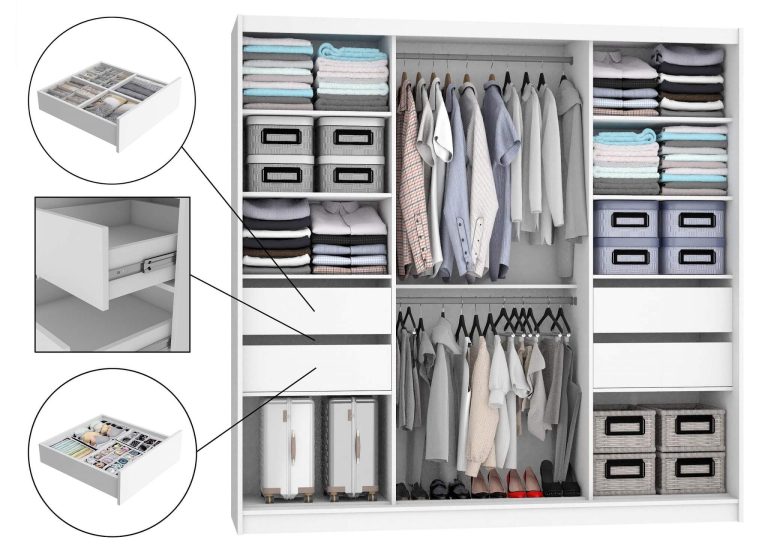 Dressing 200 cm Belini PREMIUM CU SERTARARE si oglinda, gri antracit, grafit MT SZP5/1/B/B/0/KLP
