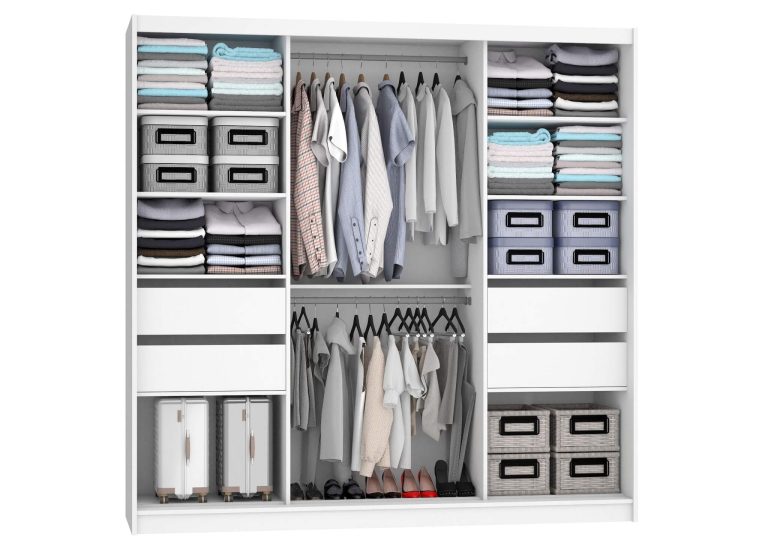 Dressing 200 cm Belini PREMIUM CU SERTARARE si oglinda, gri antracit, grafit MT SZP5/1/B/B/0/KLP