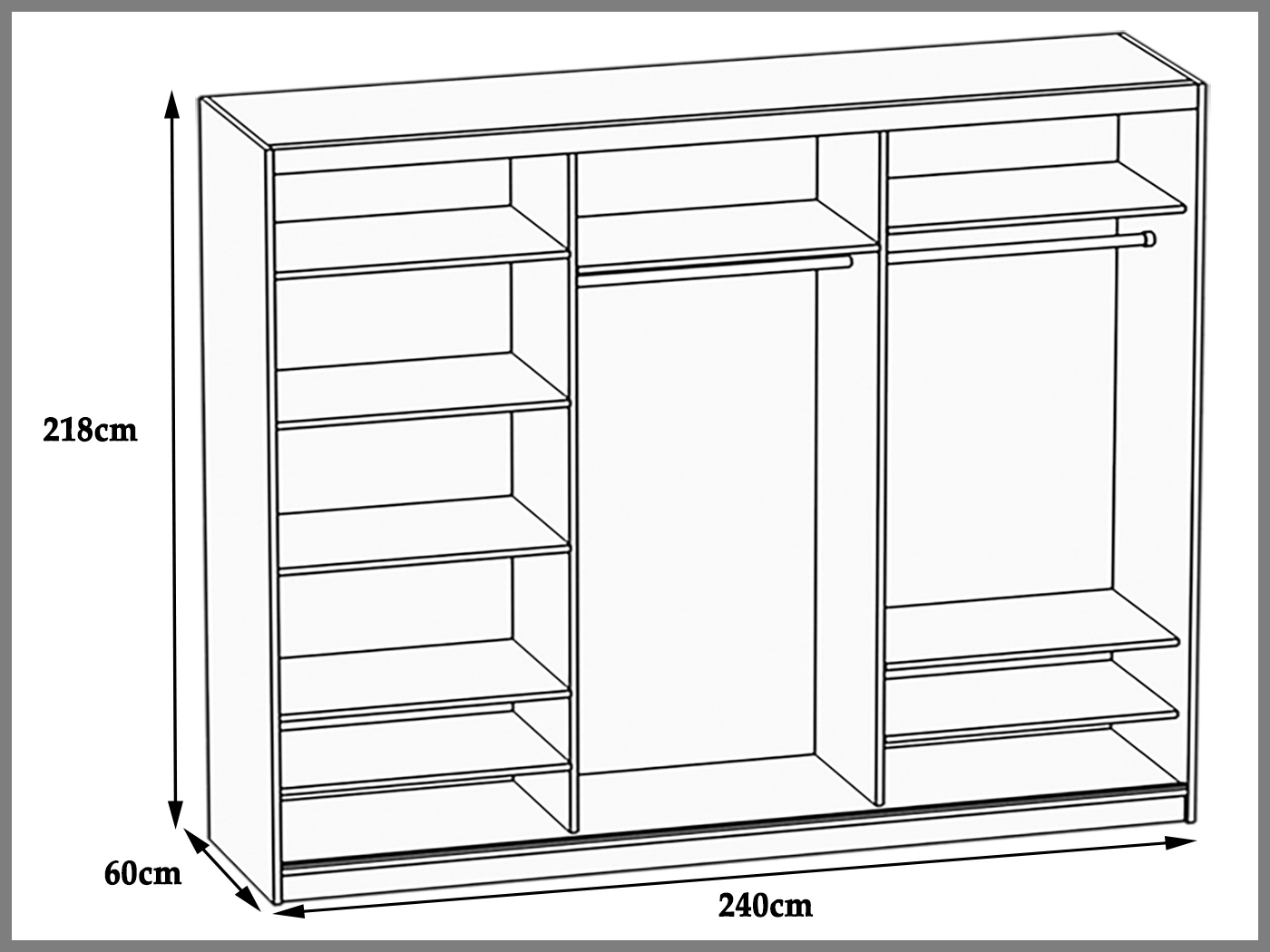 Dressing  232 cm Belini mat negru cu usi glisante si oglinda MV SZP4/1/1B/2B1L/W/HI