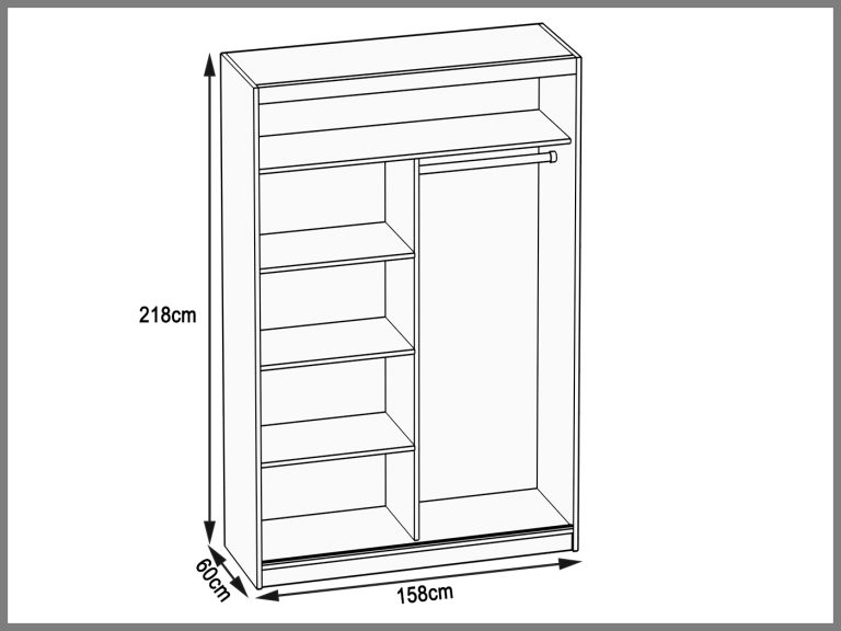Dressing 158 cm Belini negru mat/alb mat cu usi glisante si oglinda ME SZP3/2/B/W/0/AL