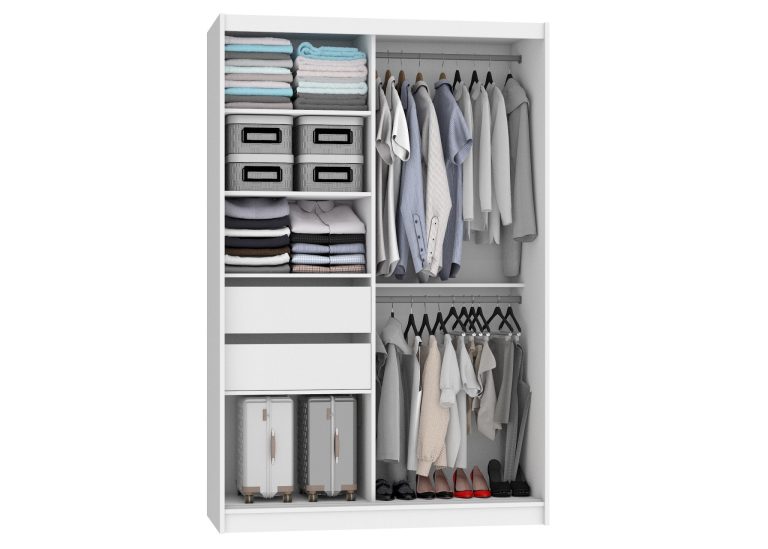 Dressing 133 cm Belini mat alb cu usi glisante cu oglinda si sertare MBP SZP6/1/W/W/0/KLAL