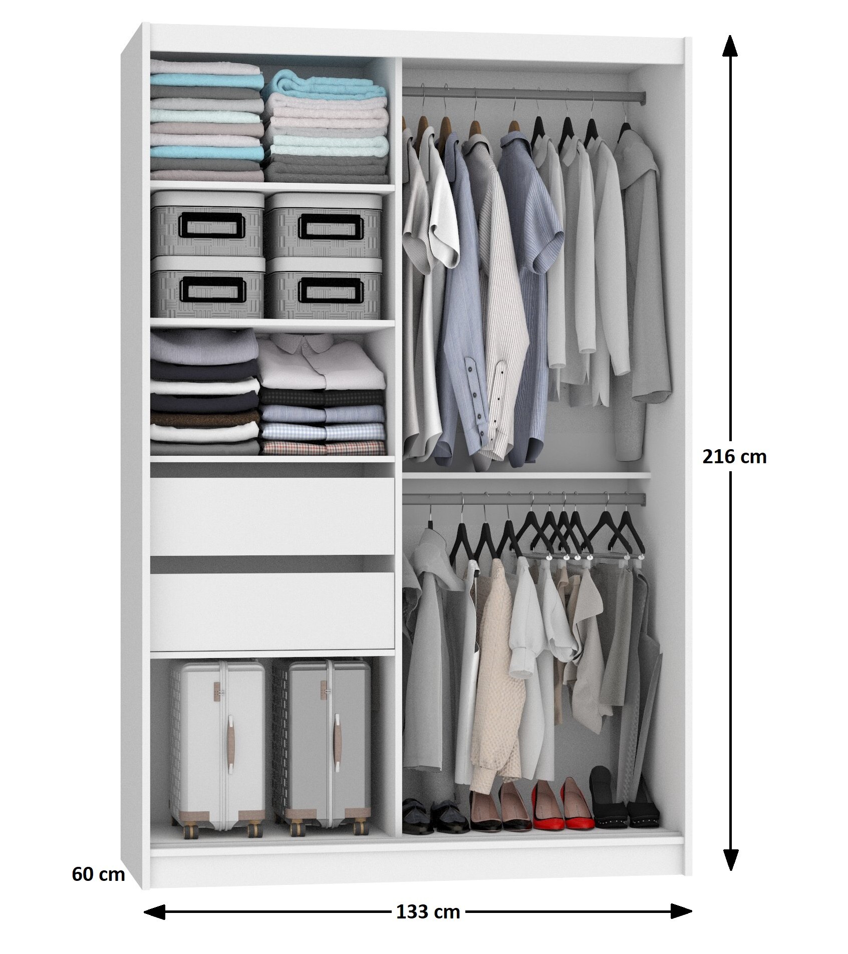 Dressing 133 cm Belini mat alb cu usi glisante cu oglinda si sertare MBP SZP6/1/W/W/0/KLAL