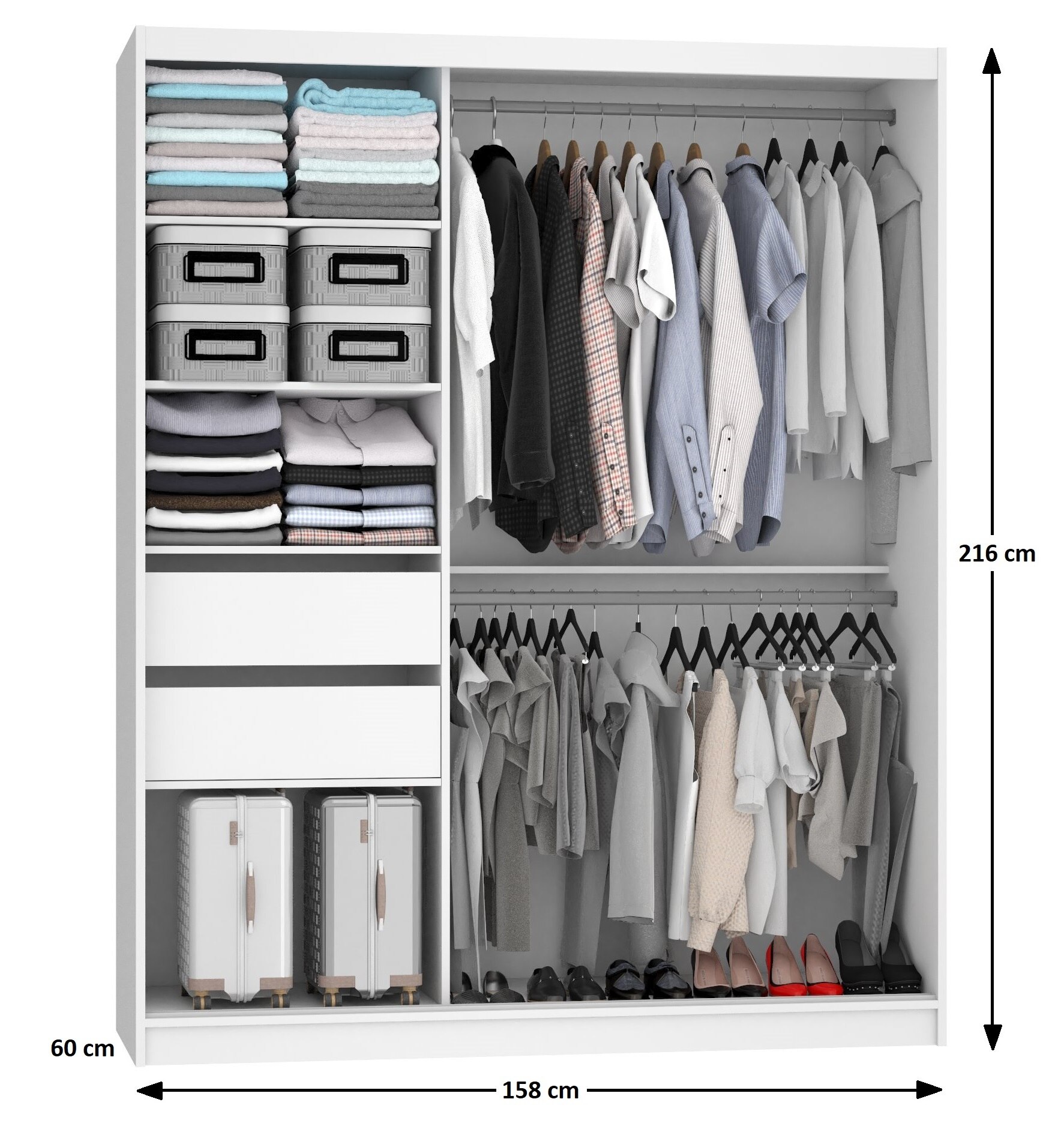 Dressing 158 cm Belini negru mat cu usi glisante cu oglinda si sertare ME SZP7/0/B/B/0/KLP