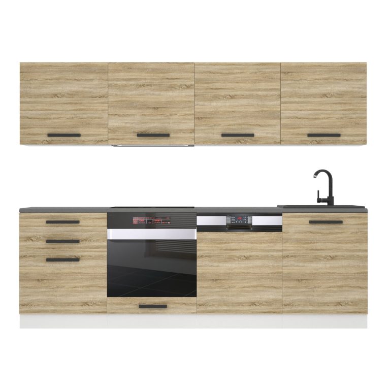 Mobila de bucatarie Belini Premium Full Version 240 cm stejar sonoma cu blat  TOR ALICE/0/WT/DS/B/ B1