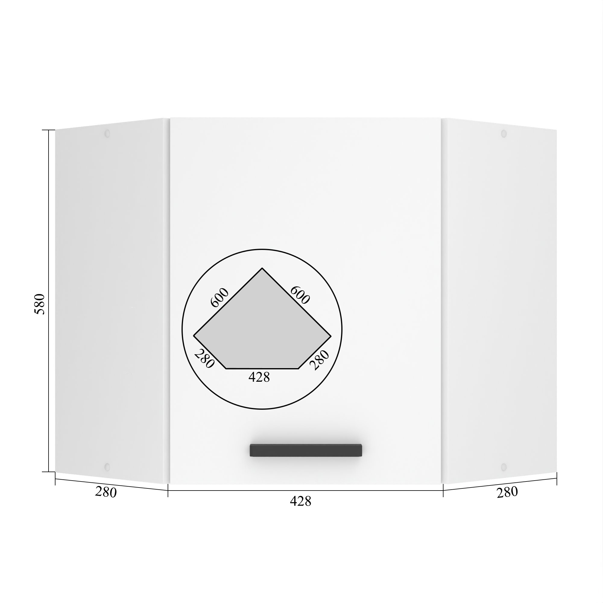 Corp de bucătărie Belini Premium Full Version colț superior 60 cm alb mat TOR SGN60/0/WT/WT/0/B1/PP