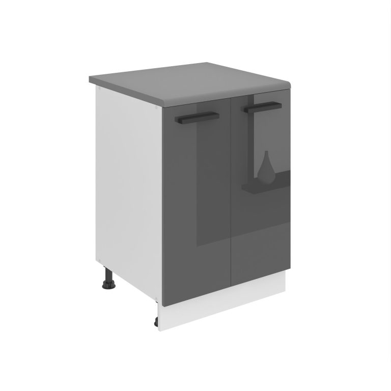 Corp de bucătărie Belini Premium Full Version inferior cu sertare  60 cm gri lucios cu blat INF SD2-60/0/WT/S/B/B1/PP