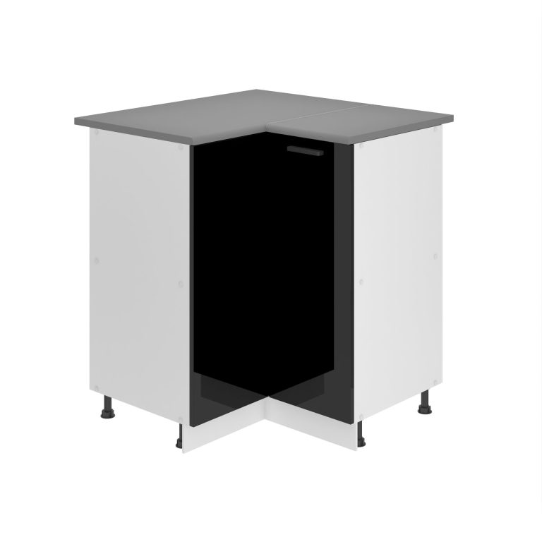 Corp de bucătărie Belini Premium Full Version colț inferior 90 cm negru lucios cu blat INF SNP90/0/WT/B/B/B1/PP