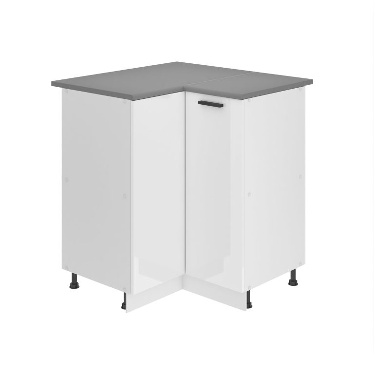 Corp de bucătărie Belini Premium Full Version colț inferior 90 cm alb lucios cu blat INF SNP90/0/WT/W/B/B1/PP
