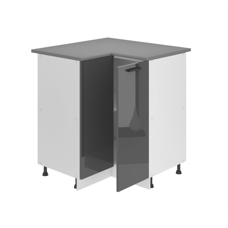 Corp de bucătărie Belini Premium Full Version colț inferior 90 cm gri lucios cu blat INF SNP90/0/WT/S/B/B1/PP