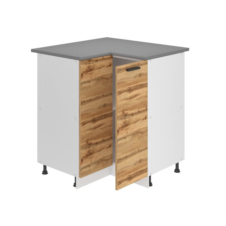 Corp de bucătărie Belini Premium Full Version colț inferior 90 cm stejar wotan cu blat TOR SNP90/0/WT/DW/B/B1/PP