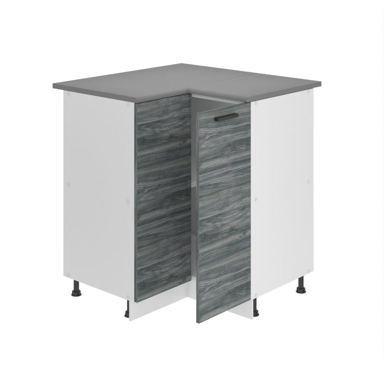 Corp de bucătărie Belini Premium Full Version colț inferior 90 cm gri antracit Glamour Wood cu blat TOR SNP90/0/WT/GW/B/B1/PP