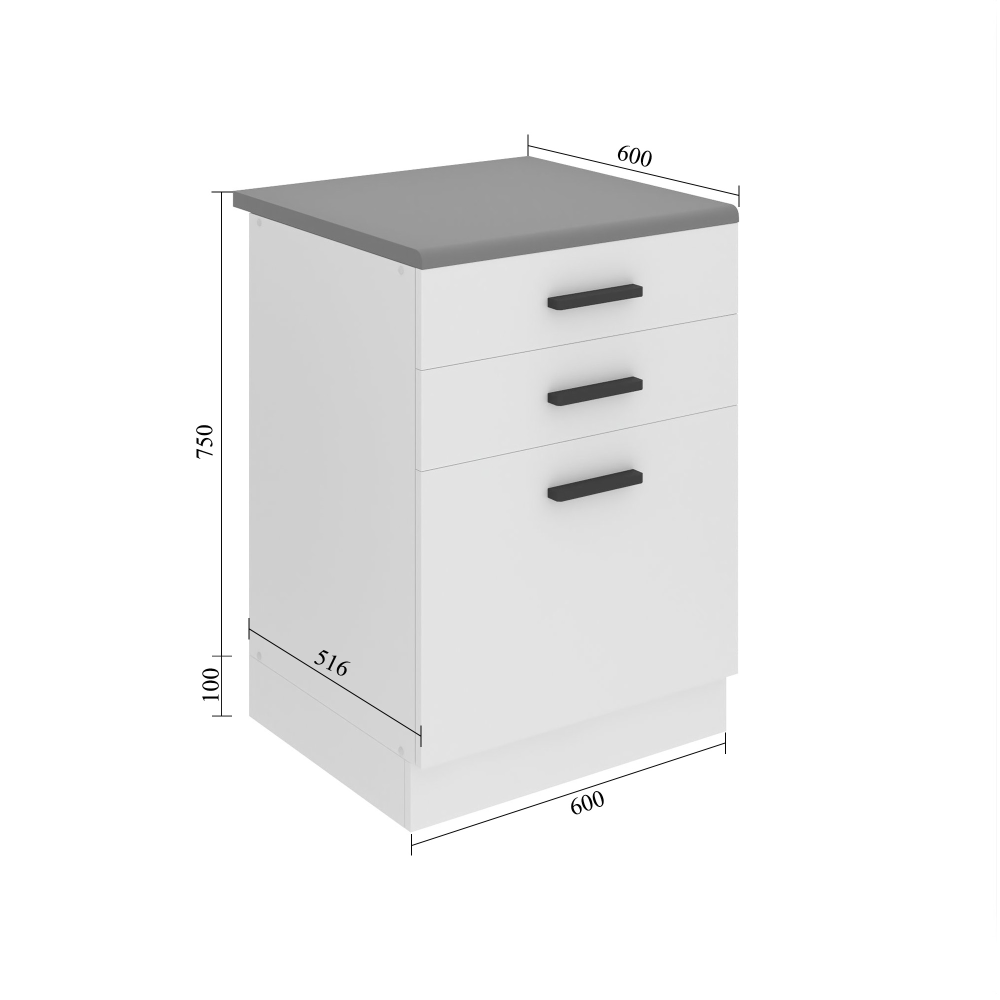 Corp de bucătărie Belini Premium Full Version inferior cu sertare  60 cm stejar sonoma cu blat