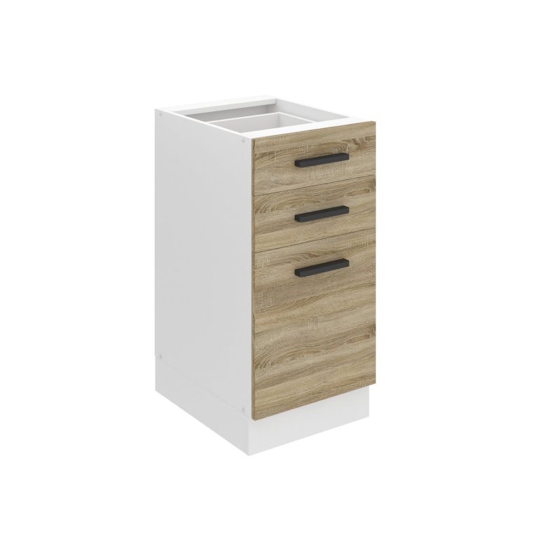 Corp de bucătărie inferior Belini Premium Full Version cu sertare 40 cm stejar sonoma fără blat și inserție de tacâmuri