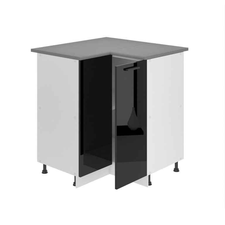 Corp de bucătărie Belini Premium Full Version colț inferior  90 cm negru lucios fără blat INF SNP90/0/WT/B/0/B1/PP