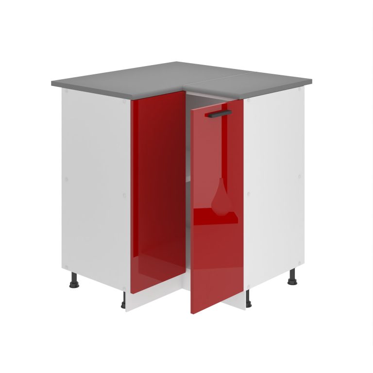 Corp de bucătărie Belini Premium Full Version colț inferior  90 cm roșu lucios cu blat INF SNP90/0/WT/R/0/B1/PP