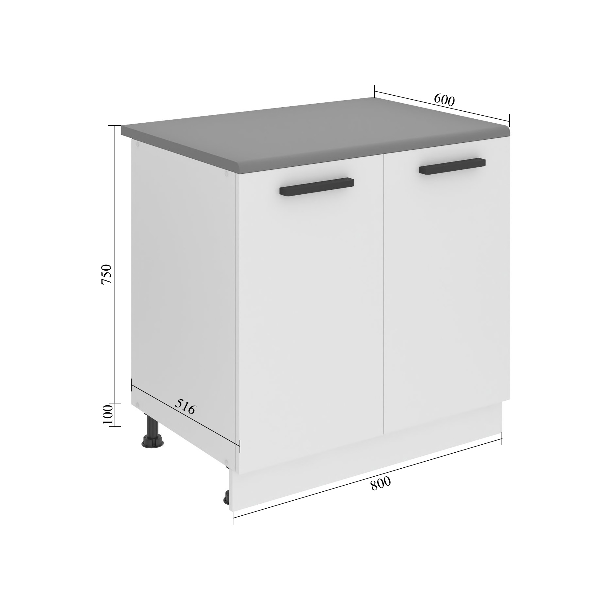 Corp de bucătărie Belini Premium Full Version inferior 80 cm gri antracit Glamour Wood fără blat TOR SD80/0/WT/GW/0/B1/PP
