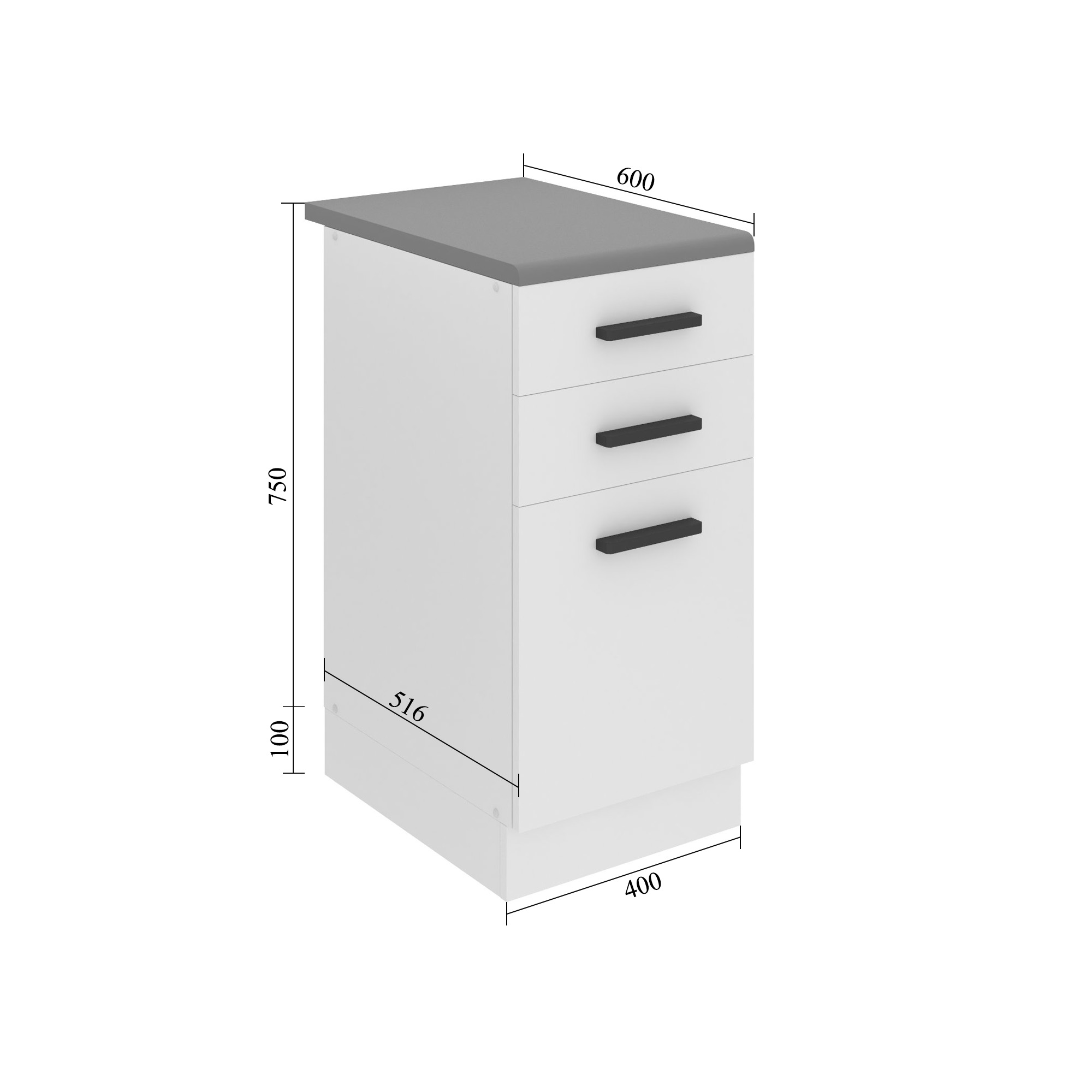 Corp de bucătărie inferior Belini Premium Full Version cu sertare 40 cm stejar sonoma fără blat TOR SDSZ40/0/WT/DS/0/B1/PP