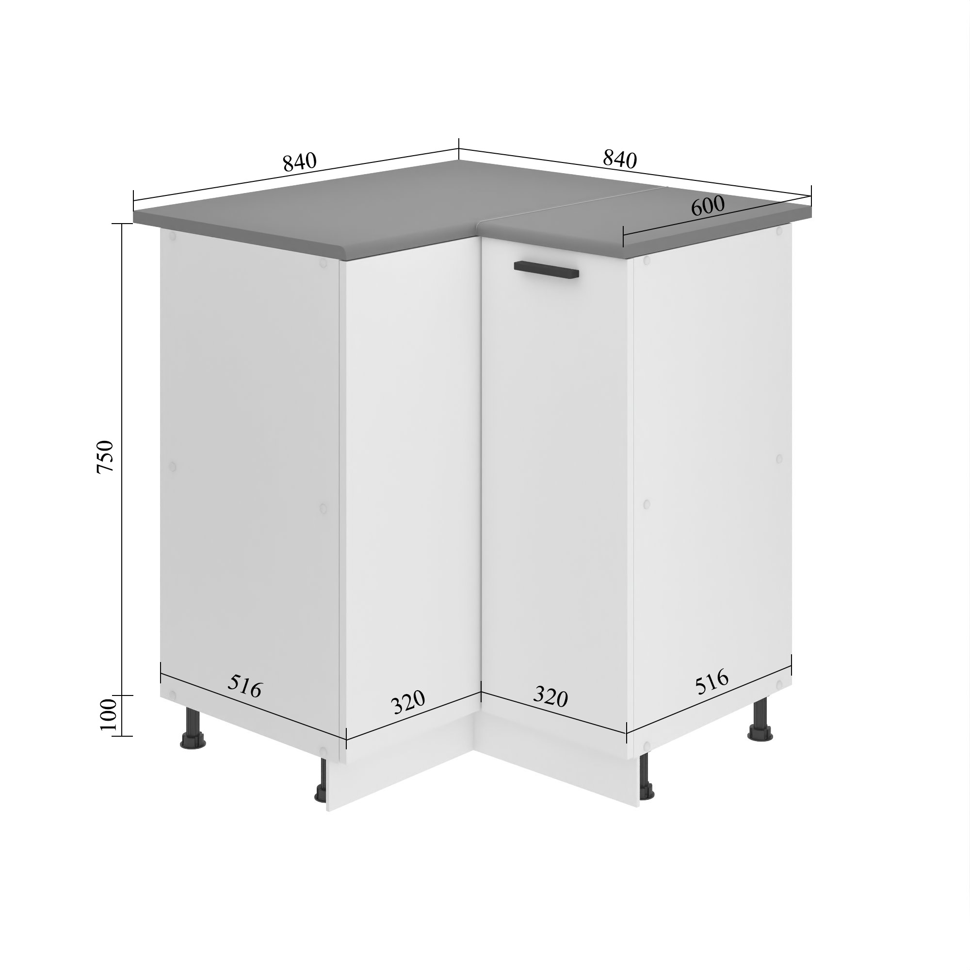 Corp de bucătărie Belini Premium Full Version colț inferior  90 cm mat gri fara blat TOR SNP90/0/WT/SR/0/B1/PP